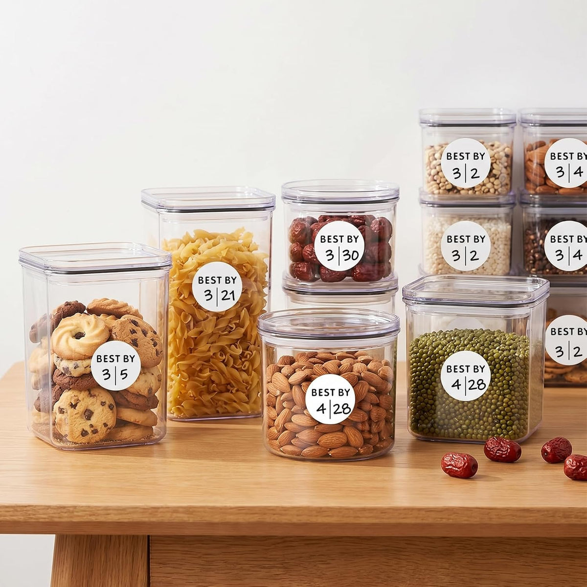 600PCS Expiration Date Stickers, 1 Inch Best by Labels, Circle Kitchen Pantry Label for Food Containers Freezer Restaurant Bins Jars Bottles Boxes