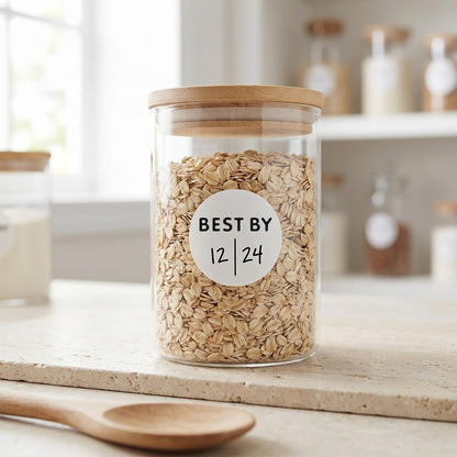 600PCS Expiration Date Stickers, 1 Inch Best by Labels, Circle Kitchen Pantry Label for Food Containers Freezer Restaurant Bins Jars Bottles Boxes