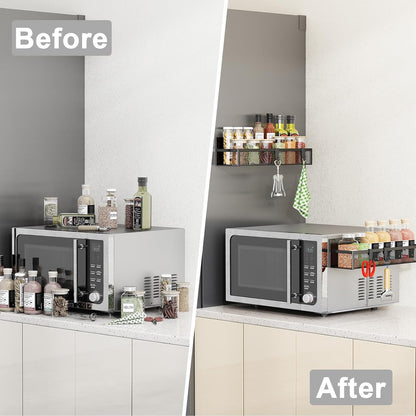 Magnetic Spice Rack for Refrigerator, Magnetic Shelf, Moveable Fridge Organizer with 8-Hook Rack, Seasoning Organizer for Kitchen