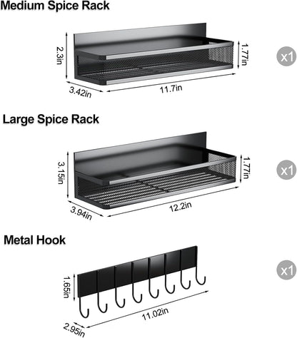 Magnetic Spice Rack for Refrigerator, Magnetic Shelf, Moveable Fridge Organizer with 8-Hook Rack, Seasoning Organizer for Kitchen