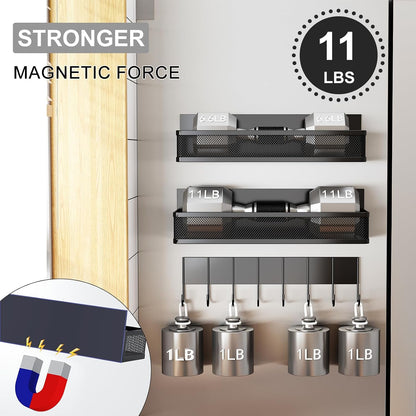 Magnetic Spice Rack for Refrigerator, Magnetic Shelf, Moveable Fridge Organizer with 8-Hook Rack, Seasoning Organizer for Kitchen
