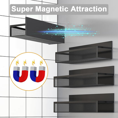 Magnetic Spice Rack for Refrigerator, Magnetic Shelf, Moveable Fridge Organizer with 8-Hook Rack, Seasoning Organizer for Kitchen