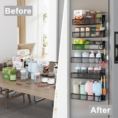 Magnetic Spice Rack for Refrigerator, Magnetic Shelf, Moveable Fridge Organizer with 8-Hook Rack, Seasoning Organizer for Kitchen