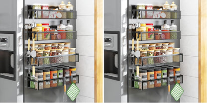 Magnetic Spice Rack for Refrigerator, Magnetic Shelf, Moveable Fridge Organizer with 8-Hook Rack, Seasoning Organizer for Kitchen