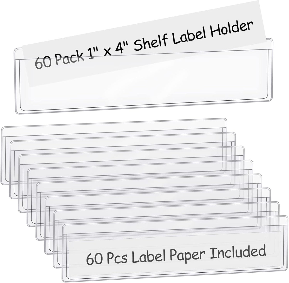 3" x 5" Adhesive Index Card Holders Clear PVC Label Holders | Top-loading label pockets, removable adhesive, clear PVC, for bins, shelves, totes, library and office use