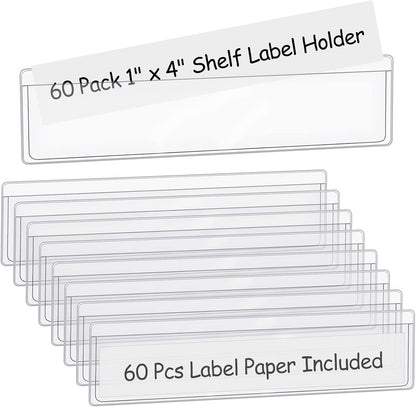 3" x 5" Adhesive Index Card Holders Clear PVC Label Holders | Top-loading label pockets, removable adhesive, clear PVC, for bins, shelves, totes, library and office use