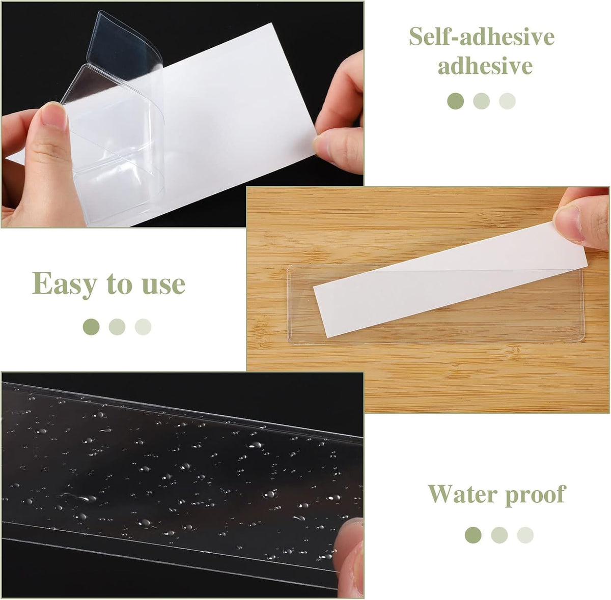 3" x 5" Adhesive Index Card Holders Clear PVC Label Holders | Top-loading label pockets, removable adhesive, clear PVC, for bins, shelves, totes, library and office use