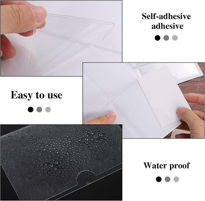 3" x 5" Adhesive Index Card Holders Clear PVC Label Holders | Top-loading label pockets, removable adhesive, clear PVC, for bins, shelves, totes, library and office use