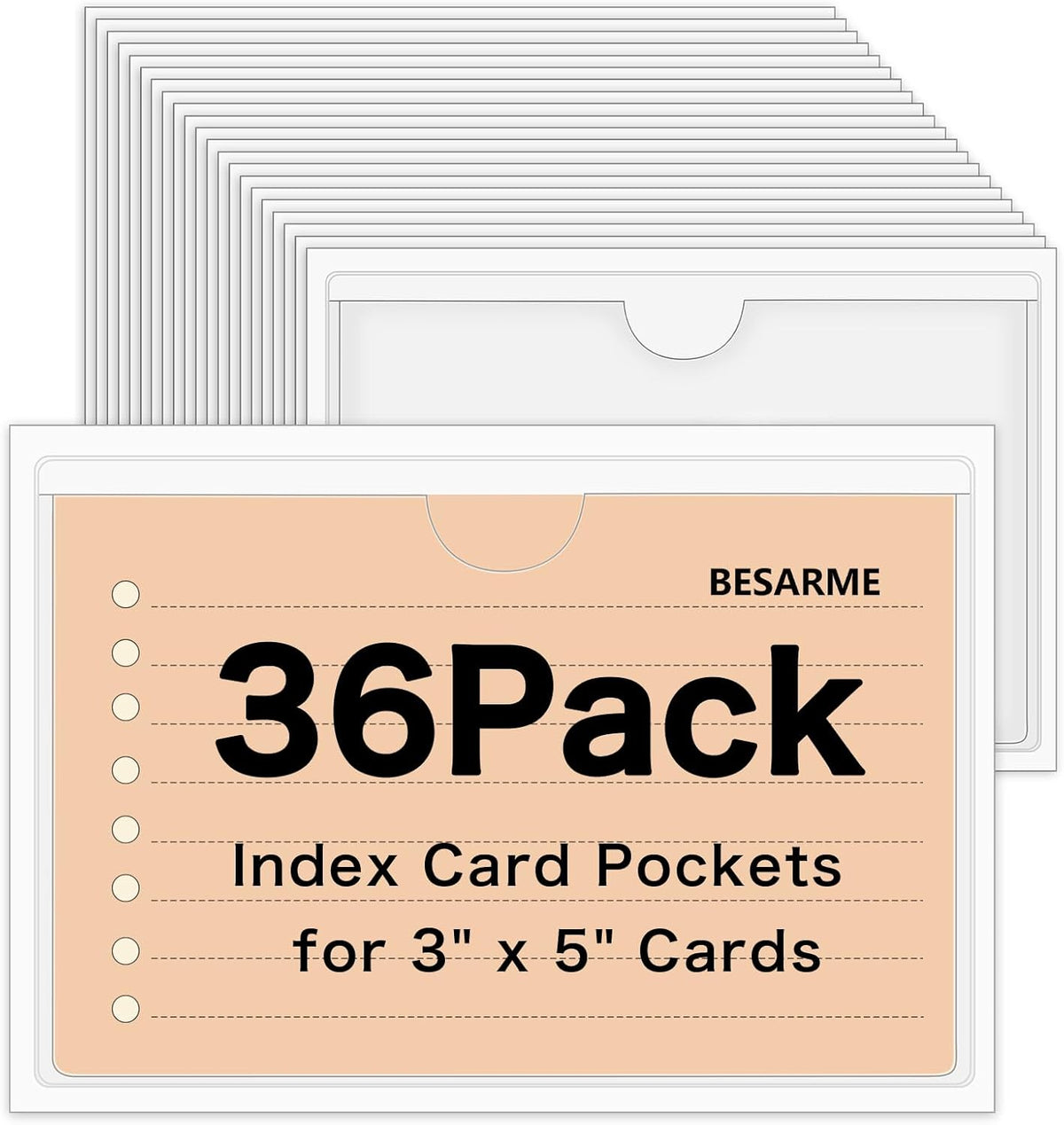 3" x 5" Adhesive Index Card Holders Clear PVC Label Holders | Top-loading label pockets, removable adhesive, clear PVC, for bins, shelves, totes, library and office use