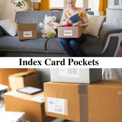 3" x 5" Adhesive Index Card Holders Clear PVC Label Holders | Top-loading label pockets, removable adhesive, clear PVC, for bins, shelves, totes, library and office use