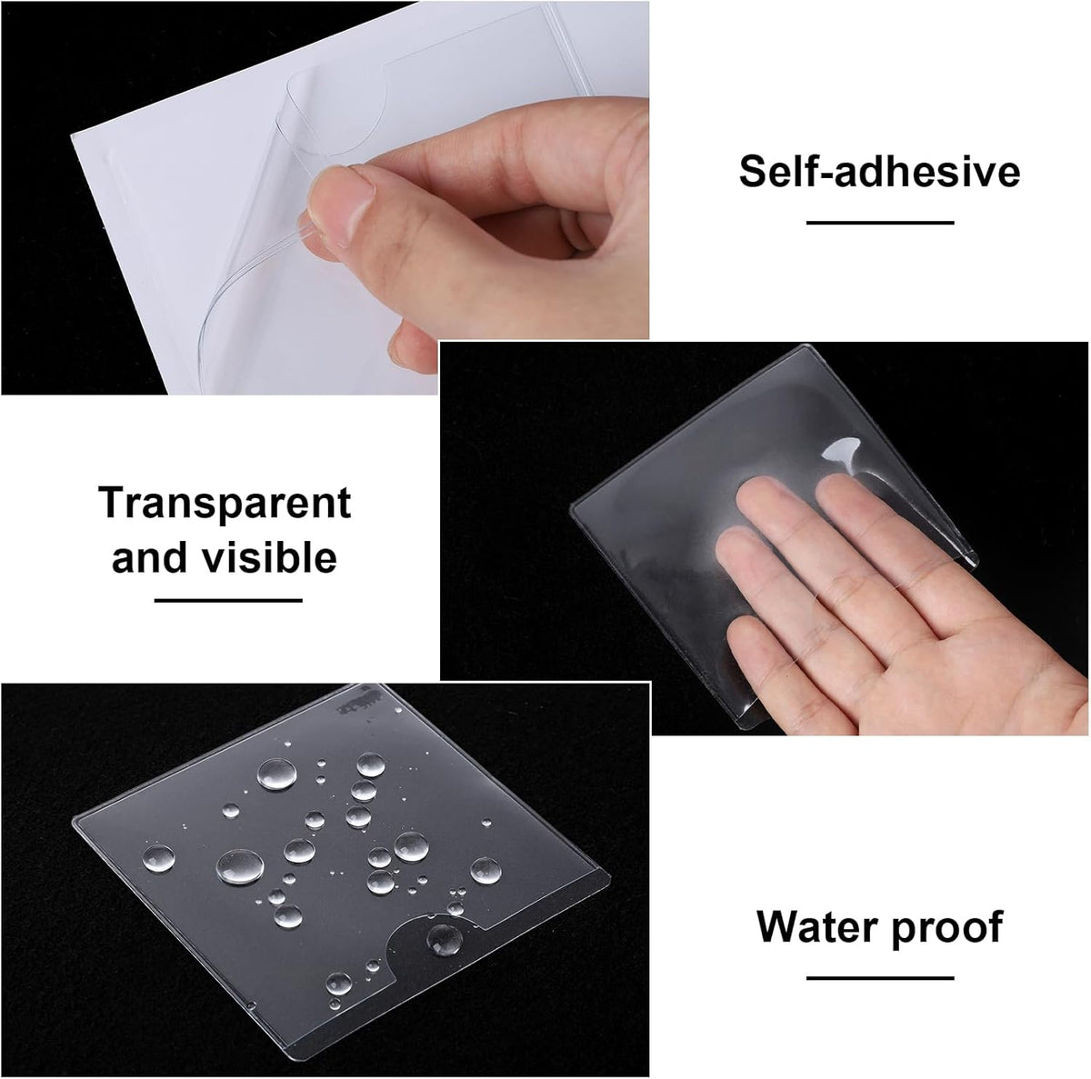 3" x 5" Adhesive Index Card Holders Clear PVC Label Holders | Top-loading label pockets, removable adhesive, clear PVC, for bins, shelves, totes, library and office use