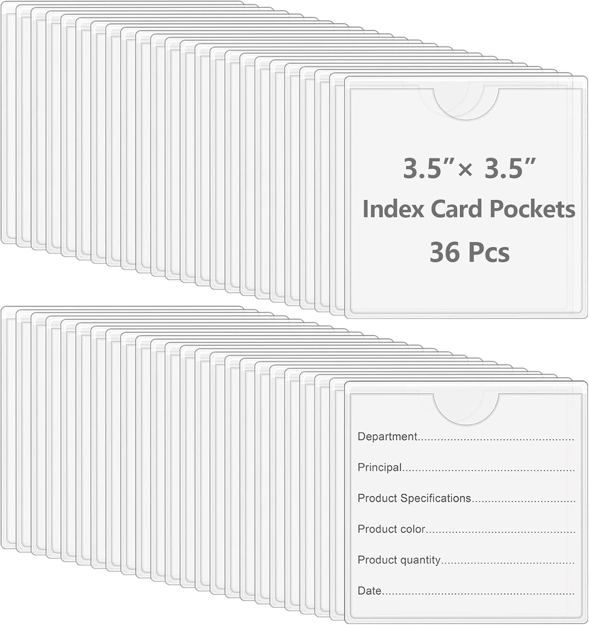 3" x 5" Adhesive Index Card Holders Clear PVC Label Holders | Top-loading label pockets, removable adhesive, clear PVC, for bins, shelves, totes, library and office use