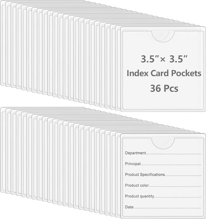 3" x 5" Adhesive Index Card Holders Clear PVC Label Holders | Top-loading label pockets, removable adhesive, clear PVC, for bins, shelves, totes, library and office use