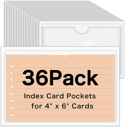 3" x 5" Adhesive Index Card Holders Clear PVC Label Holders | Top-loading label pockets, removable adhesive, clear PVC, for bins, shelves, totes, library and office use