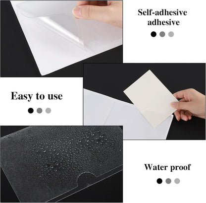 3" x 5" Adhesive Index Card Holders Clear PVC Label Holders | Top-loading label pockets, removable adhesive, clear PVC, for bins, shelves, totes, library and office use