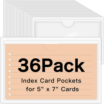3" x 5" Adhesive Index Card Holders Clear PVC Label Holders | Top-loading label pockets, removable adhesive, clear PVC, for bins, shelves, totes, library and office use