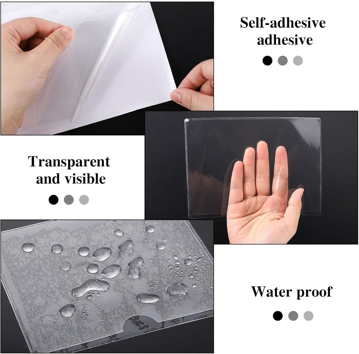 3" x 5" Adhesive Index Card Holders Clear PVC Label Holders | Top-loading label pockets, removable adhesive, clear PVC, for bins, shelves, totes, library and office use