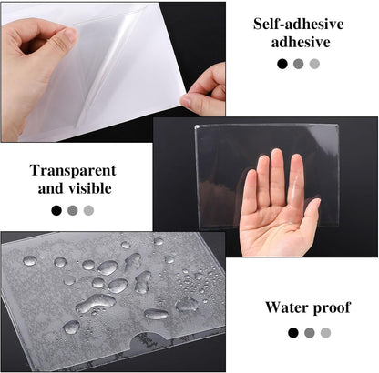 3" x 5" Adhesive Index Card Holders Clear PVC Label Holders | Top-loading label pockets, removable adhesive, clear PVC, for bins, shelves, totes, library and office use