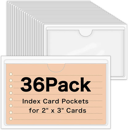 3" x 5" Adhesive Index Card Holders Clear PVC Label Holders | Top-loading label pockets, removable adhesive, clear PVC, for bins, shelves, totes, library and office use
