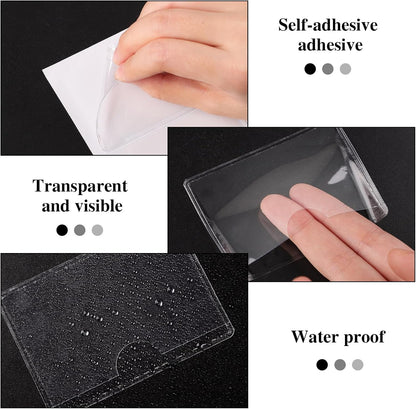 3" x 5" Adhesive Index Card Holders Clear PVC Label Holders | Top-loading label pockets, removable adhesive, clear PVC, for bins, shelves, totes, library and office use
