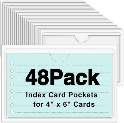 3" x 5" Adhesive Index Card Holders Clear PVC Label Holders | Top-loading label pockets, removable adhesive, clear PVC, for bins, shelves, totes, library and office use