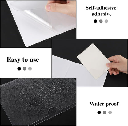 3" x 5" Adhesive Index Card Holders Clear PVC Label Holders | Top-loading label pockets, removable adhesive, clear PVC, for bins, shelves, totes, library and office use