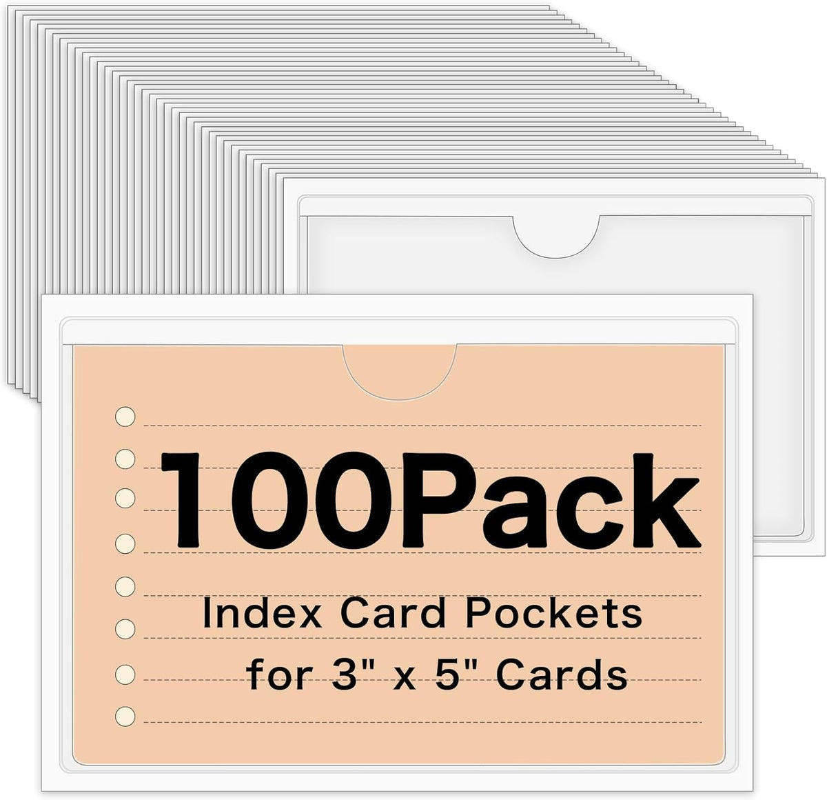 3" x 5" Adhesive Index Card Holders Clear PVC Label Holders | Top-loading label pockets, removable adhesive, clear PVC, for bins, shelves, totes, library and office use