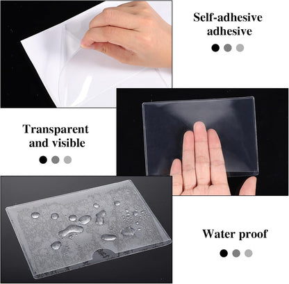 3" x 5" Adhesive Index Card Holders Clear PVC Label Holders | Top-loading label pockets, removable adhesive, clear PVC, for bins, shelves, totes, library and office use