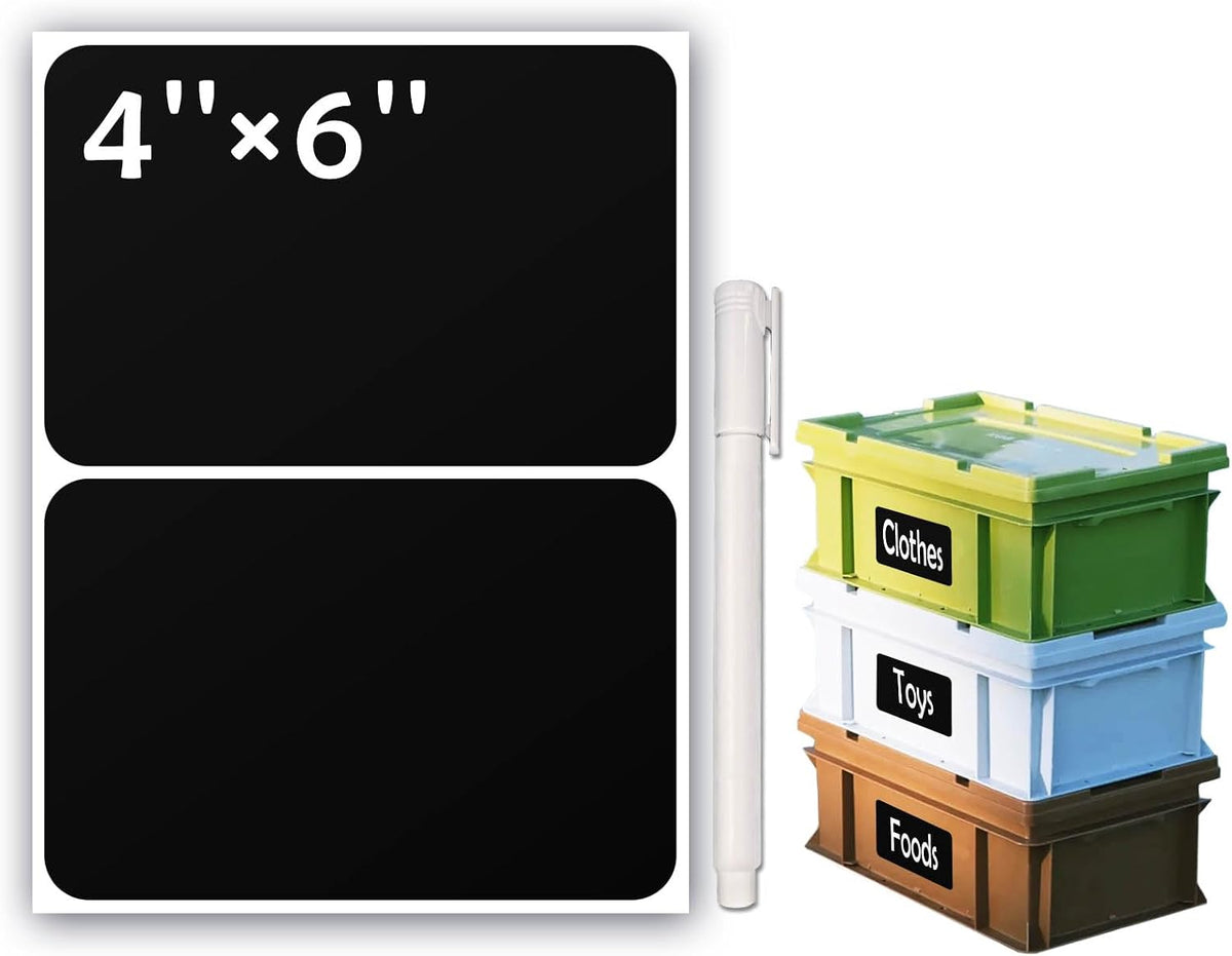 100Pcs Large Black Labels for Storage Bins,6x4 Inch Labels | Removable,Large Labels Strong Adhesive Tear Resistant No Residue for Blank Box