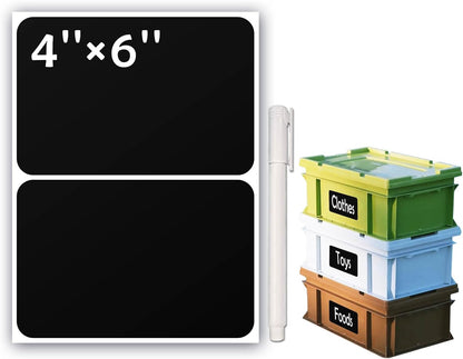 100Pcs Large Black Labels for Storage Bins,6x4 Inch Labels | Removable,Large Labels Strong Adhesive Tear Resistant No Residue for Blank Box