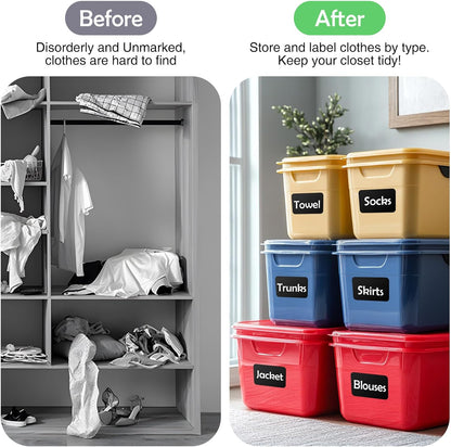 100Pcs Large Black Labels for Storage Bins,6x4 Inch Labels | Removable,Large Labels Strong Adhesive Tear Resistant No Residue for Blank Box