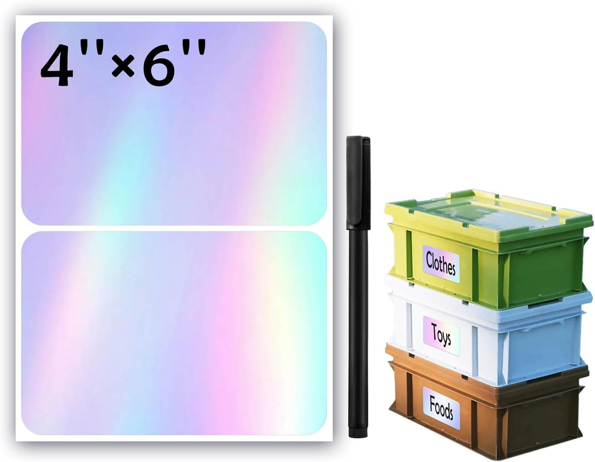 100Pcs Large Black Labels for Storage Bins,6x4 Inch Labels | Removable,Large Labels Strong Adhesive Tear Resistant No Residue for Blank Box