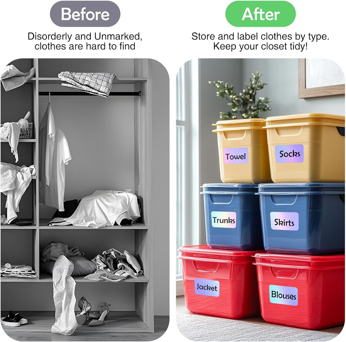 100Pcs Large Black Labels for Storage Bins,6x4 Inch Labels | Removable,Large Labels Strong Adhesive Tear Resistant No Residue for Blank Box