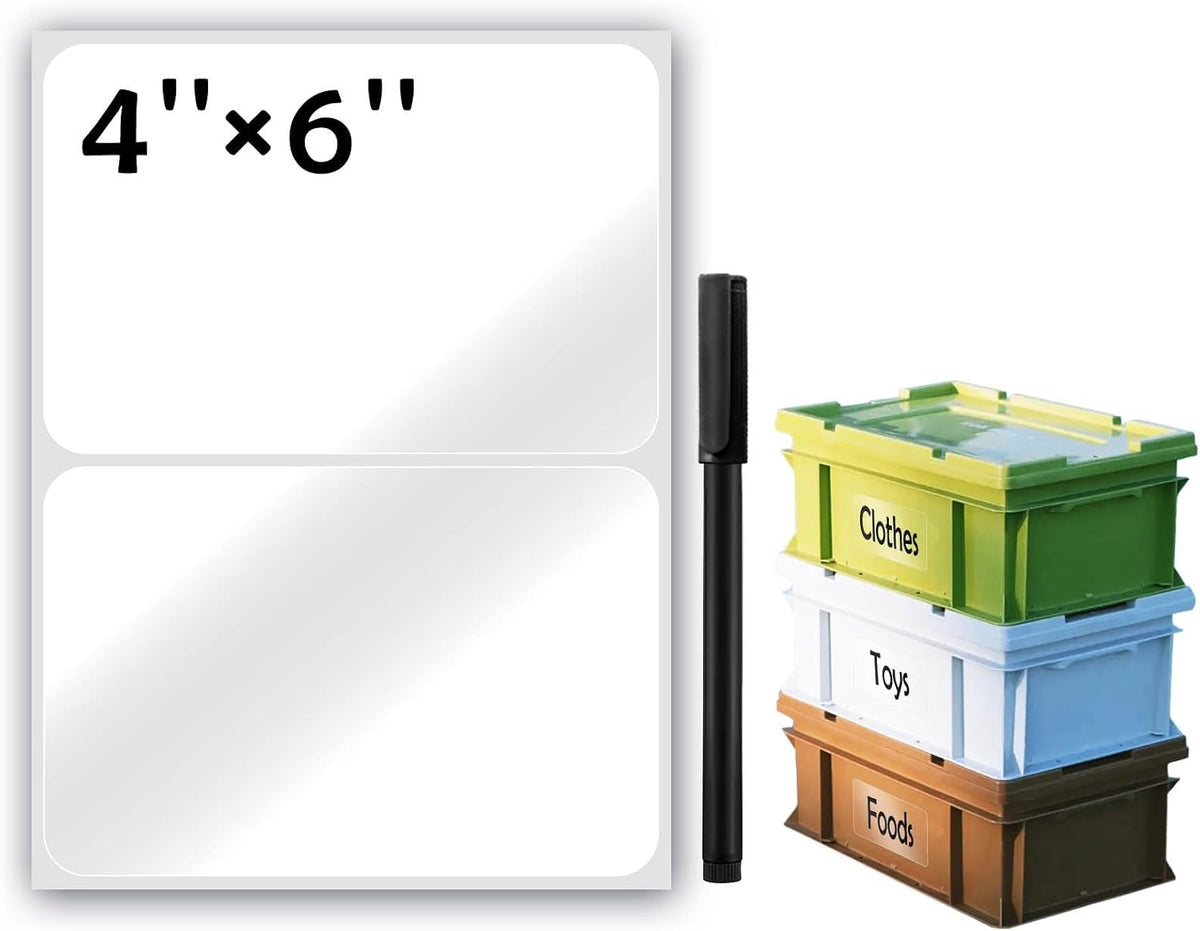 100Pcs Large Black Labels for Storage Bins,6x4 Inch Labels | Removable,Large Labels Strong Adhesive Tear Resistant No Residue for Blank Box
