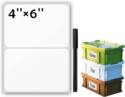 100Pcs Large Black Labels for Storage Bins,6x4 Inch Labels | Removable,Large Labels Strong Adhesive Tear Resistant No Residue for Blank Box