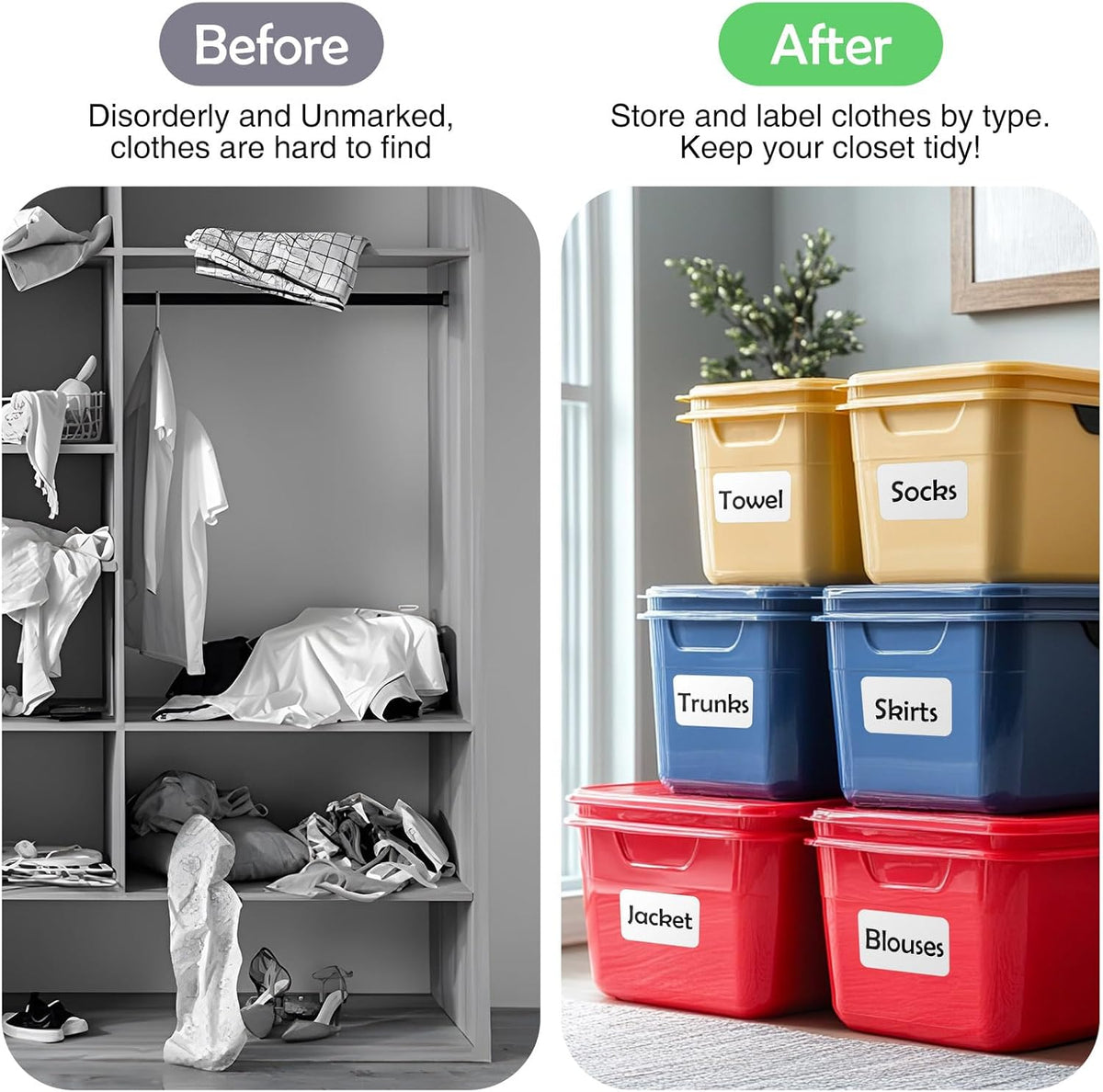 100Pcs Large Black Labels for Storage Bins,6x4 Inch Labels | Removable,Large Labels Strong Adhesive Tear Resistant No Residue for Blank Box