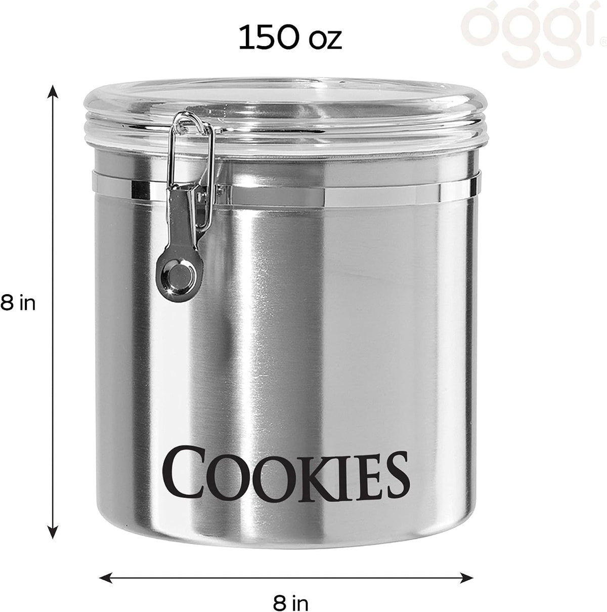 Jumbo 8" Stainless Steel Flour Clamp Canister - Flour & Food Storage