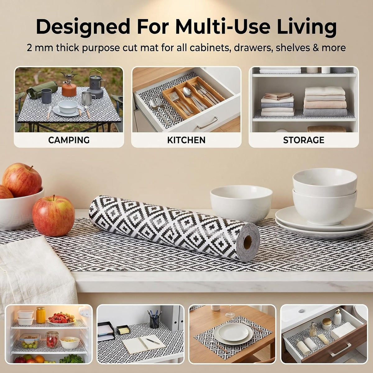 Shelf and Cabinet Liner, Easy Cut Protective (Gray, 12 in x 10 ft)