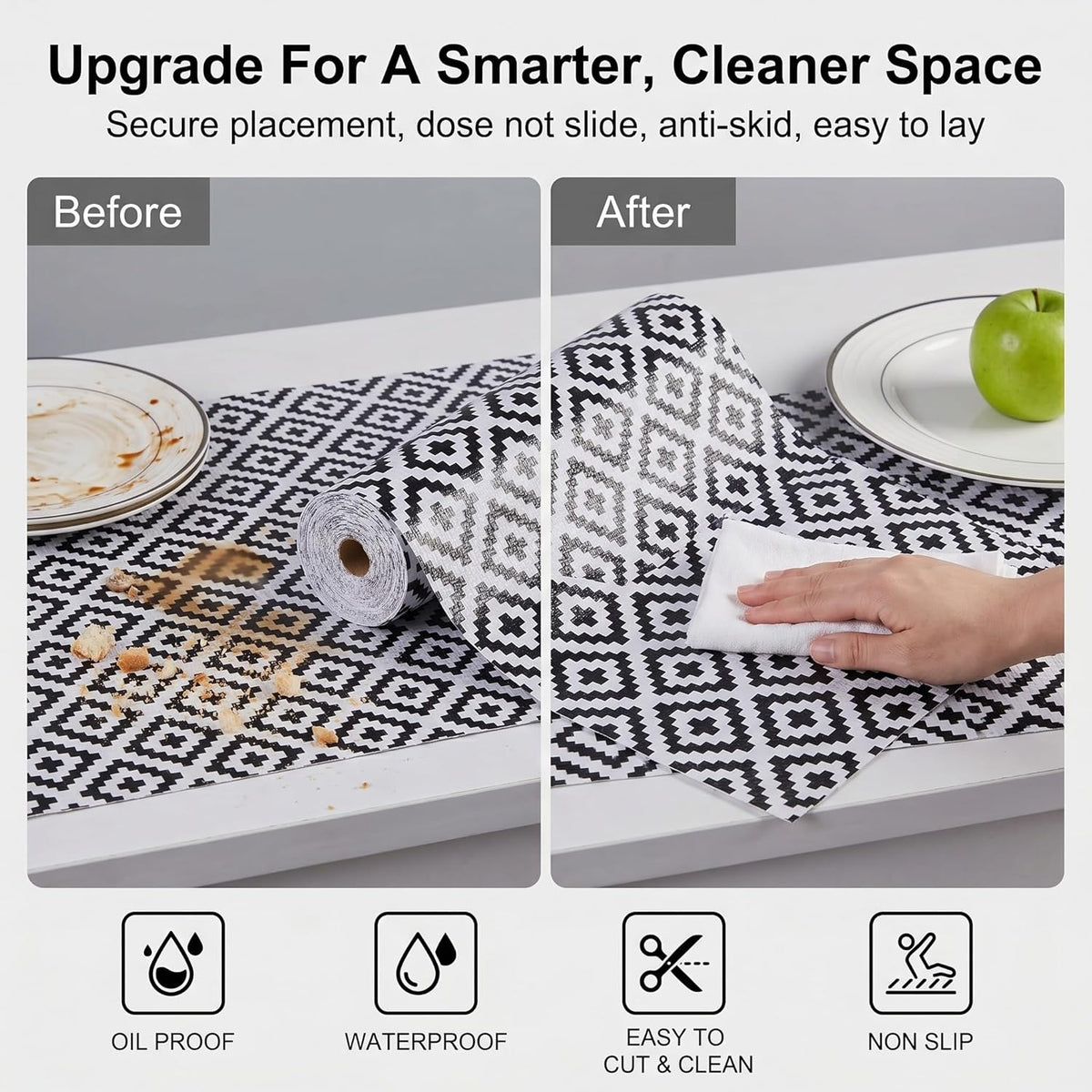 Shelf and Cabinet Liner, Easy Cut Protective (Gray, 12 in x 10 ft)