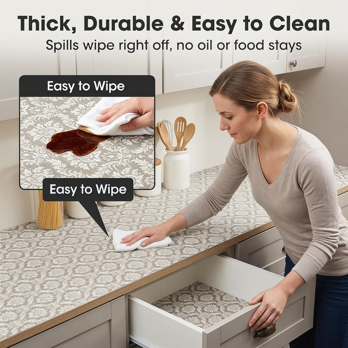 Shelf and Cabinet Liner, Easy Cut Protective (Gray, 12 in x 10 ft)