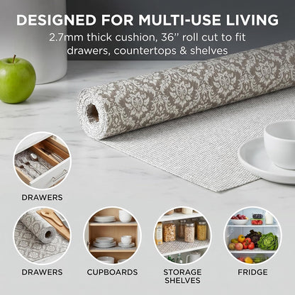Shelf and Cabinet Liner, Easy Cut Protective (Gray, 12 in x 10 ft)