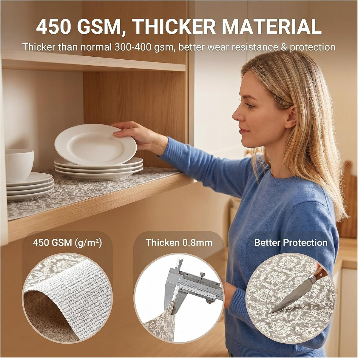 Shelf and Cabinet Liner, Easy Cut Protective (Gray, 12 in x 10 ft)