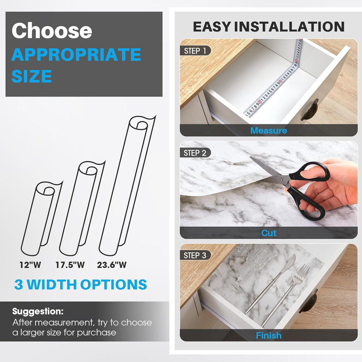 Shelf and Cabinet Liner, Easy Cut Protective (Gray, 12 in x 10 ft)
