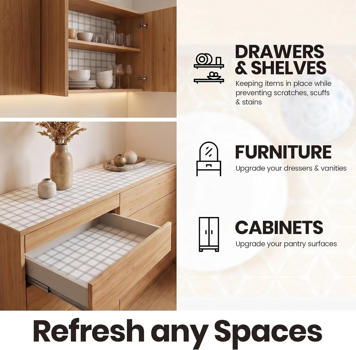 Shelf and Cabinet Liner, Easy Cut Protective (Gray, 12 in x 10 ft)