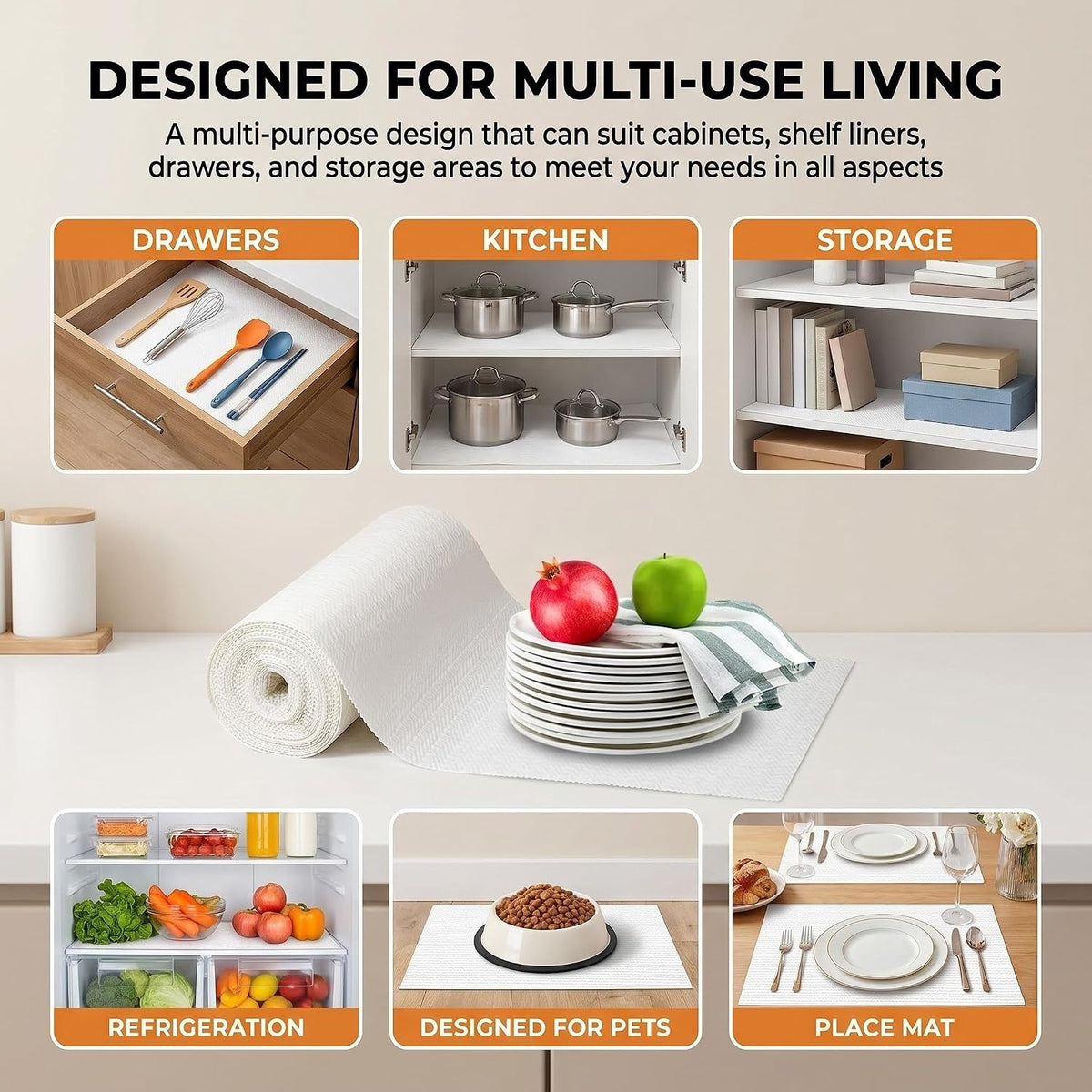 Shelf and Cabinet Liner, Easy Cut Protective (Gray, 12 in x 10 ft)