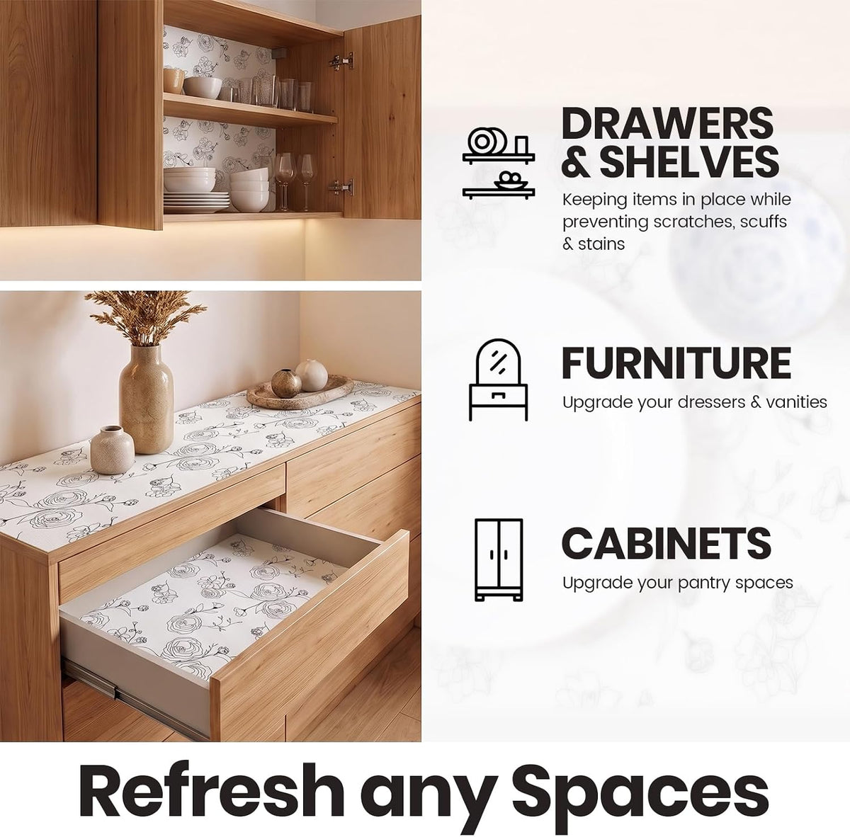 Shelf and Cabinet Liner, Easy Cut Protective (Gray, 12 in x 10 ft)