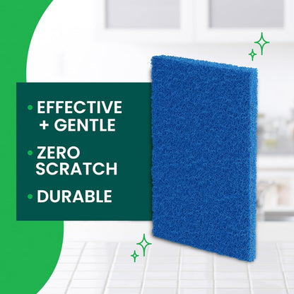 Scotch-Brite Zero Scratch Scouring Pad, Effective + Gentle Dish Scrubber for Household Cleaning, 2 Scrub Pads for Dishes, Nonstick Pots and Pans, Glass, Tubs, Showers, Reusable & Durable