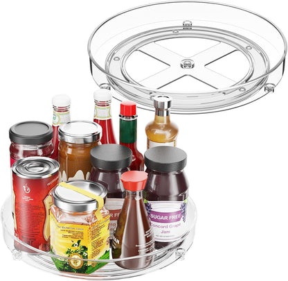 4 Pack Lazy Susan Organizer, 9.5 Inch Lazy Susan Turntable for Cabinet, Refrigerator Organizer for Pantry Organizers and Storage, Non-Skid Fridge Organizer