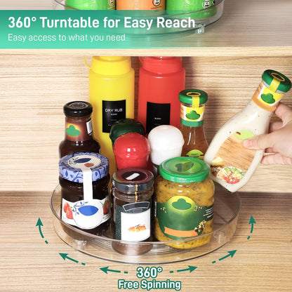 4 Pack Lazy Susan Organizer, 9.5 Inch Lazy Susan Turntable for Cabinet, Refrigerator Organizer for Pantry Organizers and Storage, Non-Skid Fridge Organizer