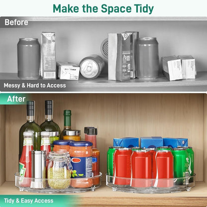 4 Pack Lazy Susan Organizer, 9.5 Inch Lazy Susan Turntable for Cabinet, Refrigerator Organizer for Pantry Organizers and Storage, Non-Skid Fridge Organizer